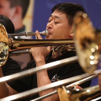 Members of the Hong Kong Blind Orchestra play their hearts out at their launch. Photo: Sam Tsang