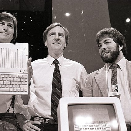 From left, Steve Jobs, John Sculley and Steve Wozniak of Apple, pictured in 1984, the year the company’s advert, screened during the Superbowl,, promised that computers would free the oppressed from tyrannical rule. Photo: AP
