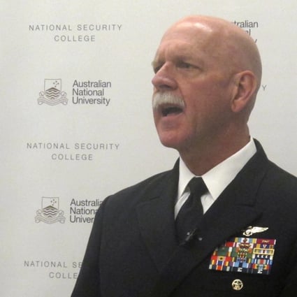 US Pacific Fleet Commander Admiral Scott Swift addresses an Australian National University security conference in Canberra, Australia. Photo: AP