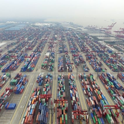 An aerial view of the Yangshan deepwater port outside Shanghai, the largest container harbour in China. Photo: Xinhua
