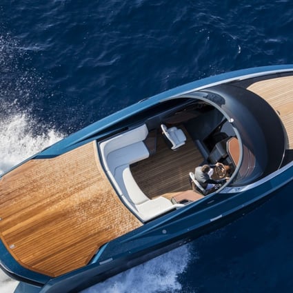 The result of a partnership between Quintessence Yachts and Aston Martin,ok the AM37 is a Bond-worthy powerboat, capable of reaching 50 knots. Photo: Carlo Borlenghi