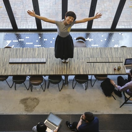 Elaine Tsung , chairman of the Garage Society, at the company’s new co-working space in Sai Ying Pun. Photo: Dickson Lee