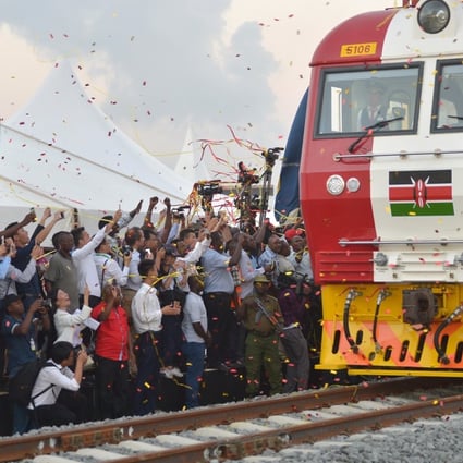 A cargo train sets off on its inaugural journey from Mombasa to Nairobi on the new Chinese-built line. Picture: AFP