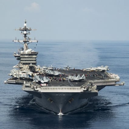 The aircraft carrier USS Carl Vinson in the South China Sea while conducting flight operations. Photo: AFP