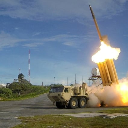 A Terminal High Altitude Area Defence (THAAD) interceptor is test-launched in this undated photo by the US Department of Defence, Missile Defence Agency. Photo: Handout via Reuters