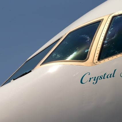 Luxury travel firm Crystal Cruises takes delivery of its first VIP jetliner, a Boeing 777-200LR with its extravagant interior. Photo: TNS