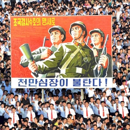 A public rally in support of North Korea’s stance against the US, in Kim Il-sung square, Pyongyang. A propaganda drive aimed at the North Korean people is one option open to the US. Photo: AFP