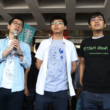 The Court of Appeal said the trial magistrate had not considered a deterrent element in the sentences for Nathan Law (left), Joshua Wong (centre) and Alex Chow (right). Photo: Edward Wong