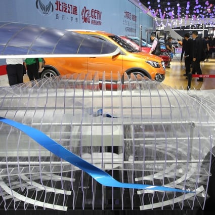 Beijing Automotive is a member of the Tencent alliance that pushes for AI application in autonomous driving. A Beijing Automotive Arcfox-7 electric sports car was on display at a Beijing auto show. Photo: Simon Song