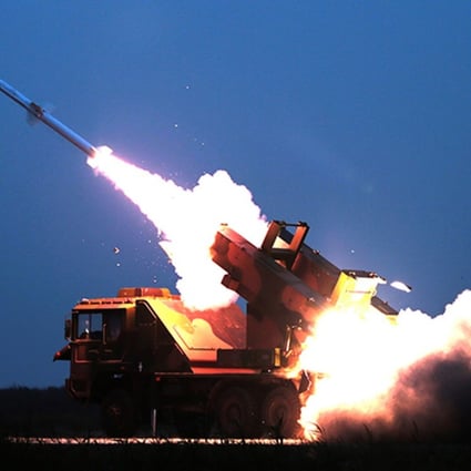 A ground missile is fired to intercept an incoming threat during China’s drill near Bohai Bay on Tuesday. Photo: Handout
