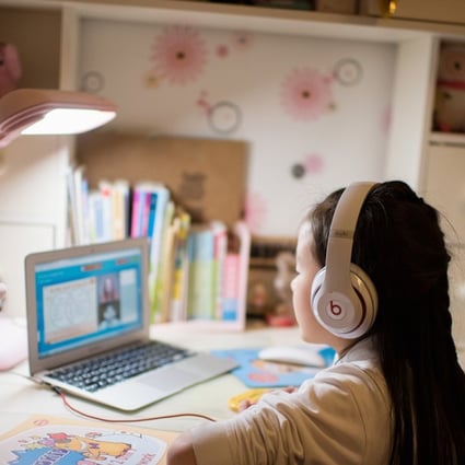 A Chinese girl taking an English lesson online with the firm VIPkid. Photo: Handout