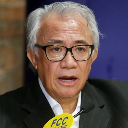 David Tang speaking at the Hong Kong Foreign Correspondents’ Club in February 2016. Photo: Dickson Lee
