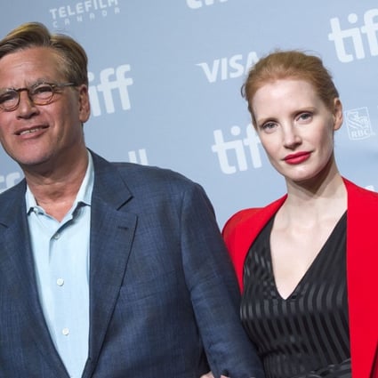 Writer/director Aaron Sorkin (left) and actress Jessica Chastain. Photo: AFP