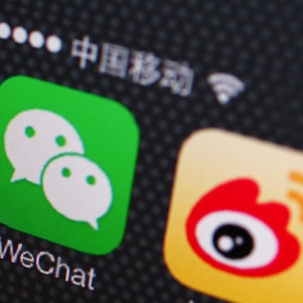 The icons for the WeChat and Weibo social media apps. Photo: Reuters