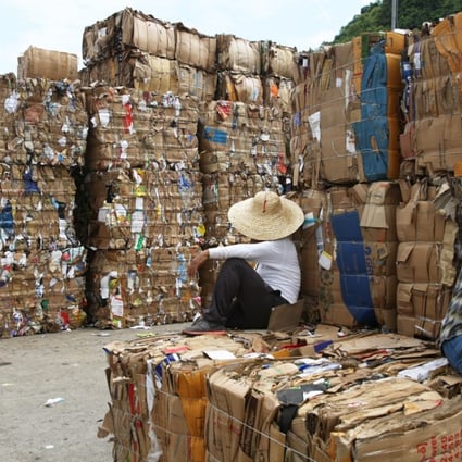 Piles of waste paper sitting at the Public Cargo Working Area on Wing Shun Street in Tsuen Wan. Photo: Sam Tsang