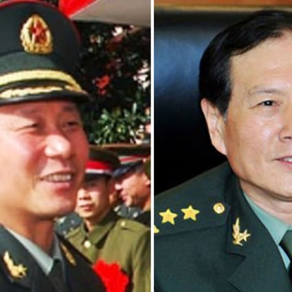 Lieutenant General Zhou Yaning (left) has taken over as commander of the Rocket Force, replacing General Wei Fenghe. Photo: Handout