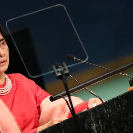 Myanmar's Aung San Suu Kyi addresses the 71st UN General Assembly in New York last September. Once an icon of democracy and human rights, Suu Kyi has come increasingly under fire for her silence as Myanmar’s Rohingya Muslims are persecuted, but her defenders argue that speaking out might prompt another military coup. Photo: Reuters