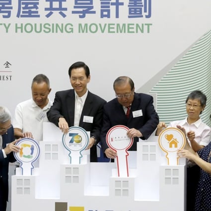 Project members launch the shared housing scheme. Photo: Edward Wong