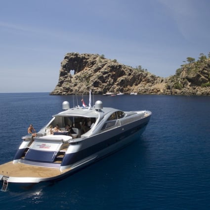 The yacht office makes work a pleasure off the coast of Majorca, Spain.