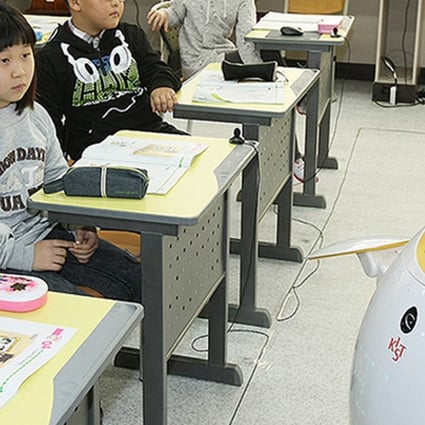 An English-teaching robot in a classroom in South Korea. Photo: AFP