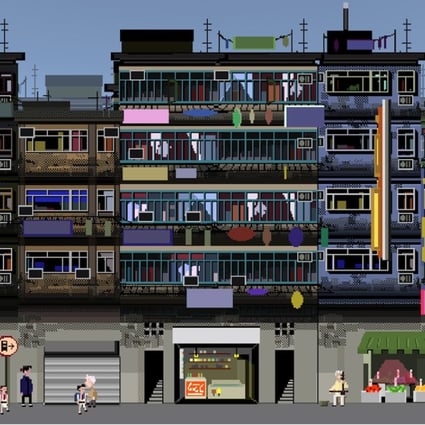 The pixel art in Oblige (available on PC) depicts a retro Hong Kong of low-rise buildings and grimy back alleys.