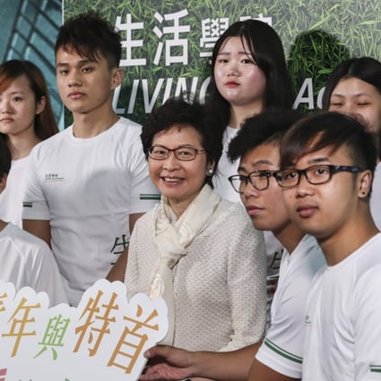 Young Hongkongers with Hong Kong Chief Executive Carrie Lam Cheng Yuet-ngor. Photo: Nora Tam