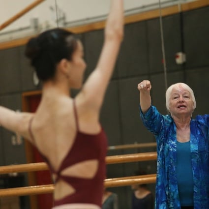Choreographer Anna-Marie Holmes puts a Hong Kong Ballet dancer through her paces in rehearsal for the company’s production of Le Corsaire. Photo: David Wong