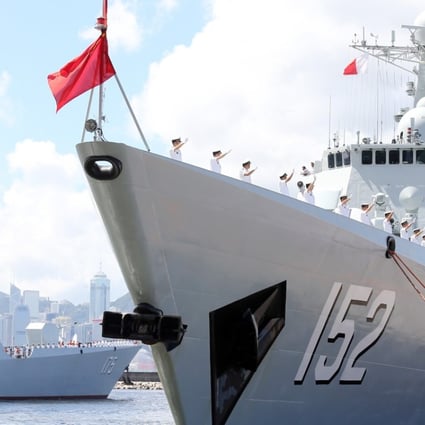 The PLA Navy destroyer Jinan prepares to leave Hong Kong’s Victoria Harbour in July. Photo: Dickson Lee