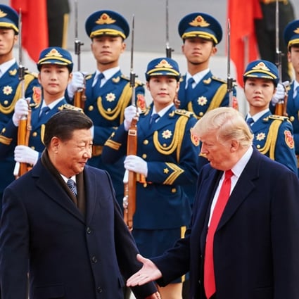 Chinese President Xi Jinping and US President Donald Trump shake hands on Thursday outside the Great Hall of the People in Beijing. Photo: TNS