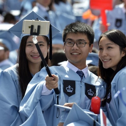 Chinese students attend a graduation ceremony at Columbia University in 2015. According to the latest Open Doors report, the rate of growth of Chinese enrolments at US colleges is slowing. Photo: Xinhua