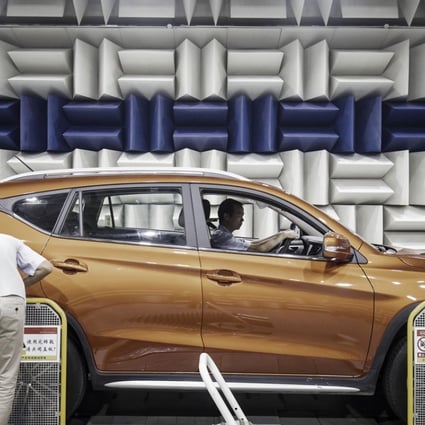 A vehicle undergoing acoustics testing at BYD’s headquarters in Shenzhen, China. Photo: Bloomberg