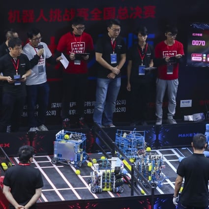 Robotic kits from Makeblock were used in a national teenager robot competition held in Shenzhen, China on the weekend. Photo: Nora Tam