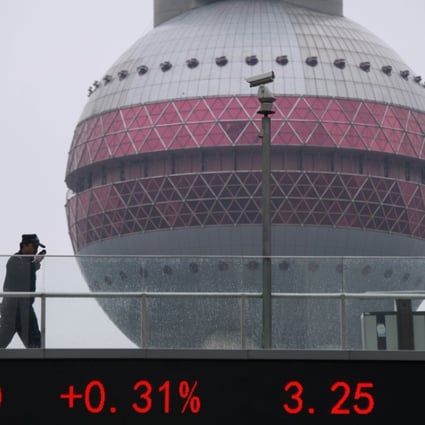A board showing the numbers of worlds stock exchange rates in the Lujiazui Financial District of Shanghai. Photo: Agence France-Presse