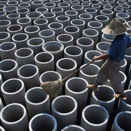Newly made pipes at a cement plant in China’s Jiangxi province. The country’s domestic cement production growth rates have been largely stagnant since 2014. Photo: Reuters