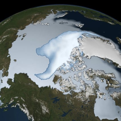 An illustration showing the coverage of sea ice across the Arctic. Photo: Alamy