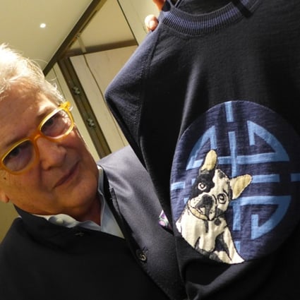 Alessandro Bastagli, chairman of Shanghai Tang, with the brand’s new collection. The brand is celebrating the Year of the Dog with a mascot, a dog called Lucky. Photo: Enoch Yiu