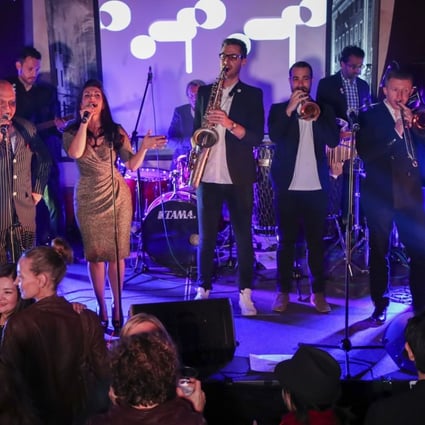 The Red Stripes (from left): Billy Goldring on keyboards, Fred Croft (vocals), Paul Stripe on bass, Sarah Watson (vocals), Matt Davis on drums, Cam Otto on sax, Simon Nixon on trumpet, Maninder Kalsi on percussion, Hugo Busbridge on trombone and Peter Longe on guitar. Photo: Edward Wong