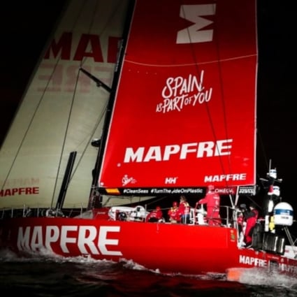 Mapfre enters Melbourne to win leg 3 of the Volvo Ocean Race on December 24, 2017. Photo: Volvo Ocean Race