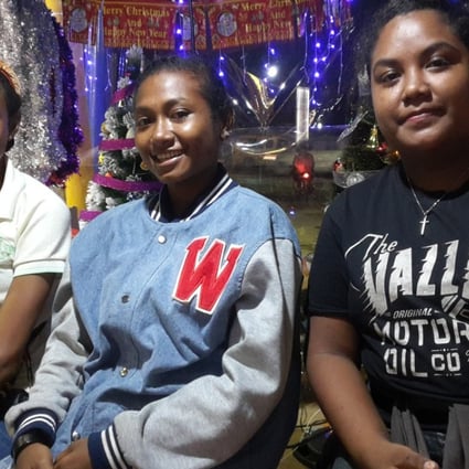 (From left) Mega Imbiri, Maria Korwa and Maria Hestina, three millennials who are excited about their futures in Sorong. Photo: Handout