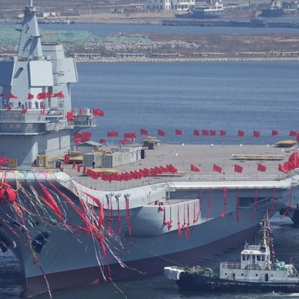 China's first domestically built aircraft carrier during a launching ceremony in Dalian in April. It is expected to go into full service later this year. Photo: Reuters