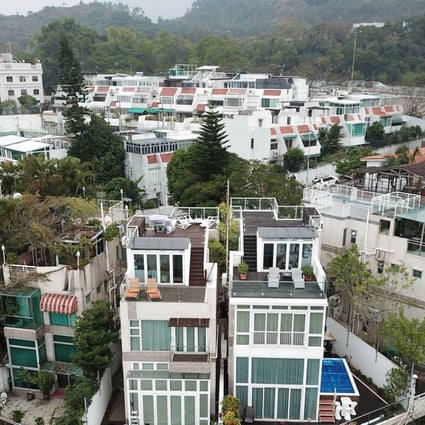Drone view of new Justice Minister Teresa Cheng Yeuk-wah's personal house (centre left) at Villa de Mer in Siu Lam, Tuen Mun. Cheng is facing a scandal over illegal structures at her home. Photo: Winson Wong