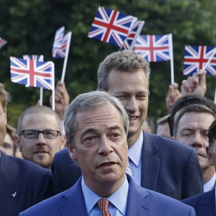 Nigel Farage, then leader of the UK Independence Party, speaks to the media in London a week before the vote on Brexit in June 2016. Farage said this week that he might support a second referendum on Britain's European Union membership to kill off any prospect of staying in the bloc. Photo: AP