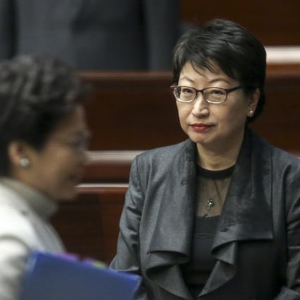Carrie Lam (left) and Secretary for Justice Teresa Cheng at the Legislative Council meeting. Photo: Sam Tsang