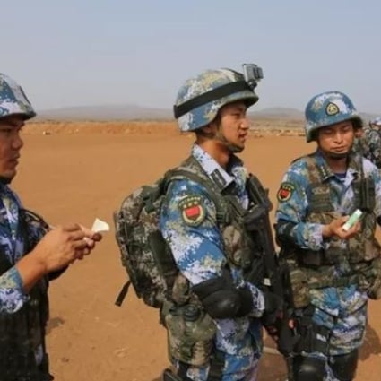 Chinese troops based in Djibouti stage a live fire drill. Photo: Handout