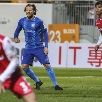 Former World Cup star Diego Forlan in action during his debut for Kitchee at Mong Kok Stadium. Photo: Nora Tam