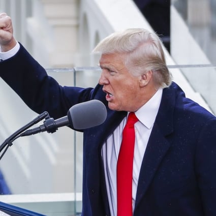 President Donald Trump delivers his inaugural address after taking the oath of office as the 45th president of the United States, on January 20 last year. Photo: EPA