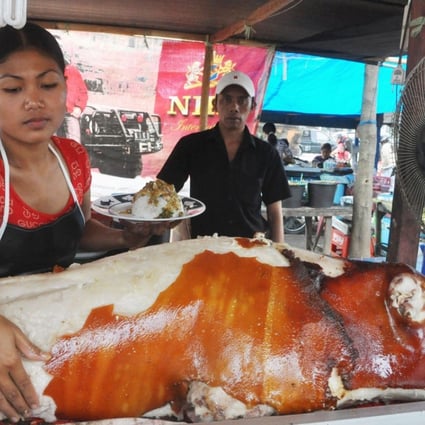 Babi Guling at a street stall in Ubud.