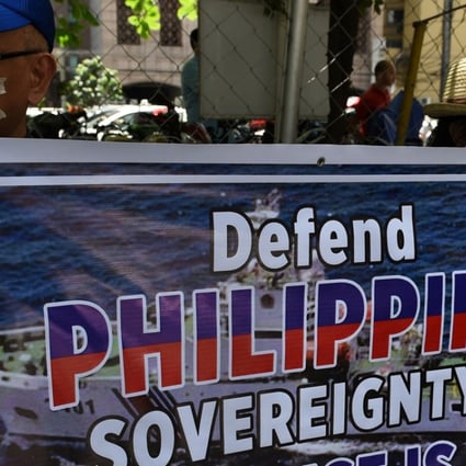 Anti-China protesters demonstrate in front of the Chinese consulate in Manila in March last year. Lawmakers and national security experts have warned against allowing Chinese vessels from entering an area of water off the Philippines’ northern coast. Photo: AFP