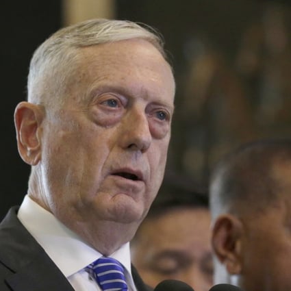 US Defence Secretary Jim Mattis speaks following a meeting with his Indonesian counterpart Ryamizard Ryacudu (right) in Jakarta on January 23. Mattis, a former US Marine Corps general, has declared the new Trump administration’s national security strategy a turn towards a focus on “great power competition”. Photo: AP 