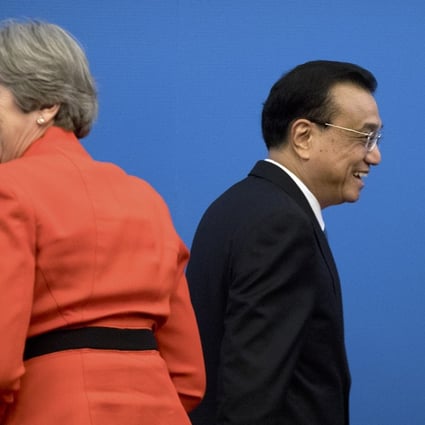 British Prime Minister Theresa May and Chinese Premier Li Keqiang did not see eye to eye on the Belt and Road Initiative. Photo: AFP